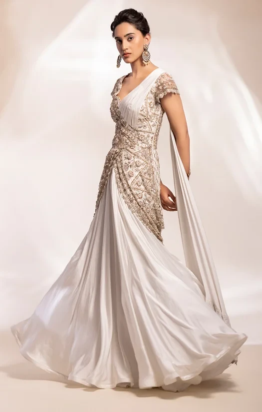 Drape saree embroidery gown